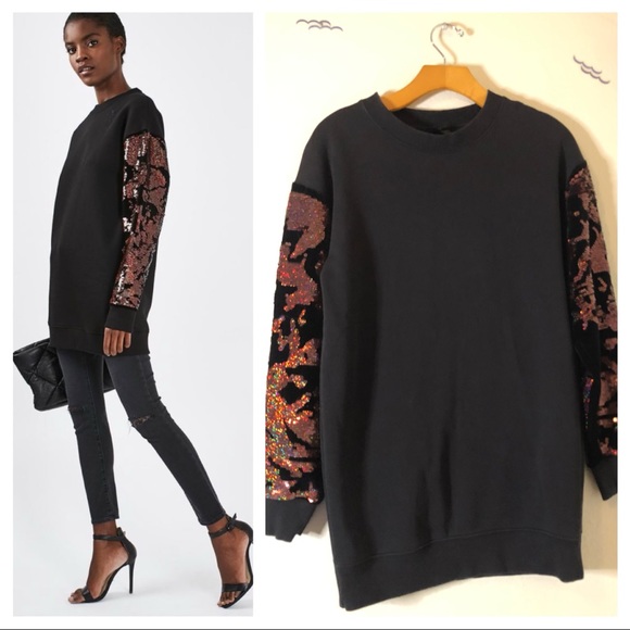 sequin sleeve sweatshirt